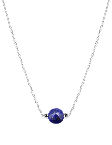 Collier Lapis lazuli sur chaine fine en Argent 925 Aloe Bijoux