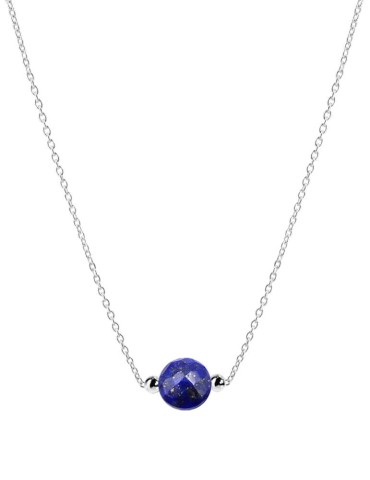 Collier Lapis lazuli sur chaine fine en Argent 925 Aloe Bijoux