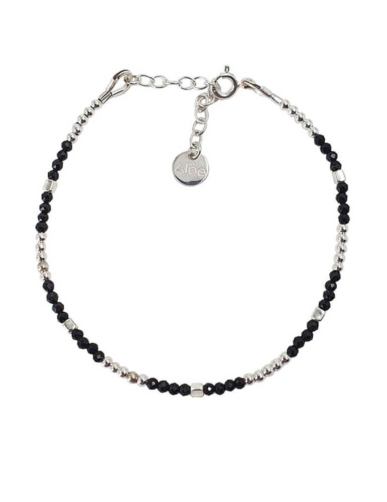 Bracelet perles Spinelle noir 2mm et Argent 925 - Mia Aloe Bijoux