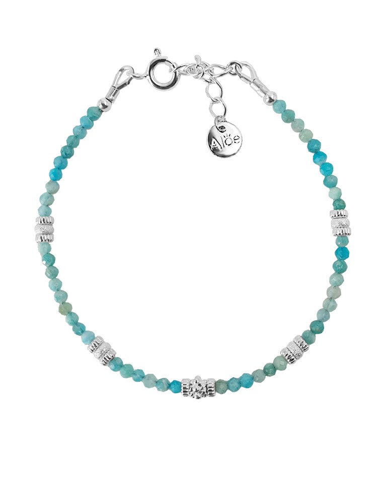 Bracelet perles Amazonite 2,5 mm en Argent 925 - Emy Aloe Bijoux