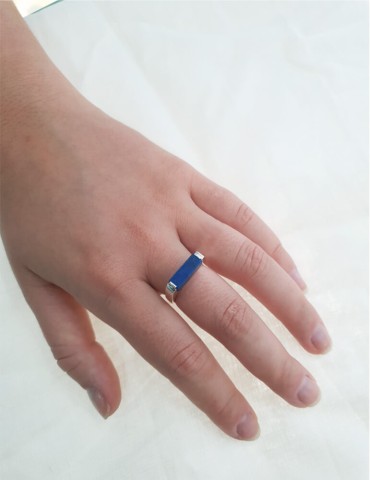 Bague Lapis Lazuli en Argent 925 - Prisme Aloe Bijoux