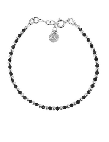 Bracelet alterné argent et spinelle noir - Cloé Aloe Bijoux