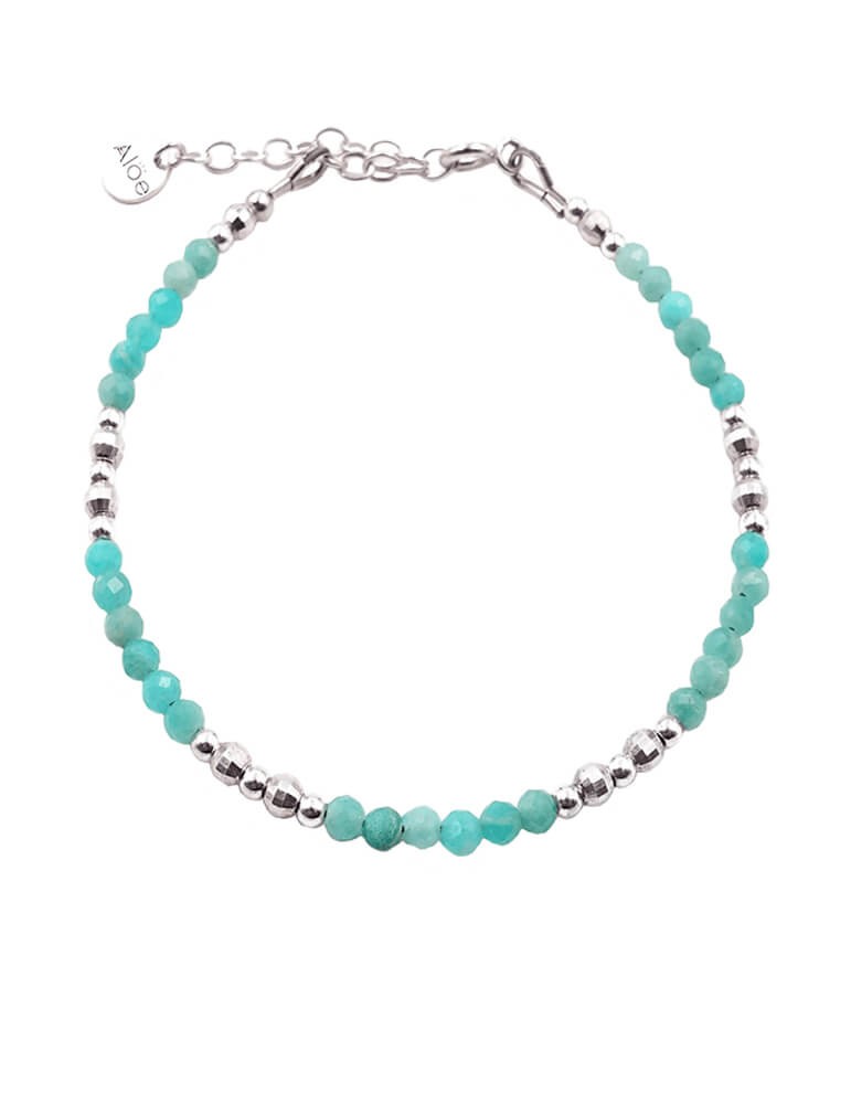 Bracelet perles Amazonite 3mm et Argent 925 - Zélie Aloe Bijoux