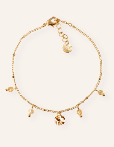 Bracelet en Plaqué Or avec Citrines Suspendues Aloe Bijoux