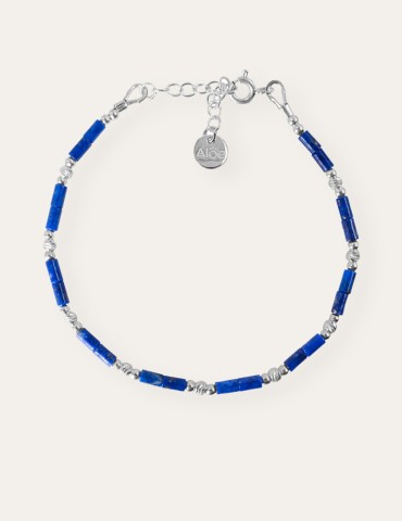Bracelet en argent et barrettes de Lapis Lazuli - Cléopâtre Aloe Bijoux