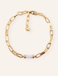 Bracelet contemporain maille rectangle et pierre de lune Aloe Bijoux