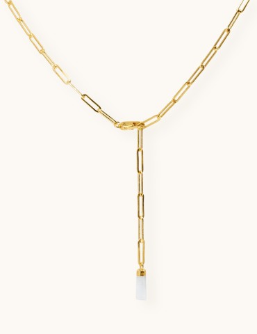 Collier cravatte en plaqué or et prisme pierre de lune Colliers