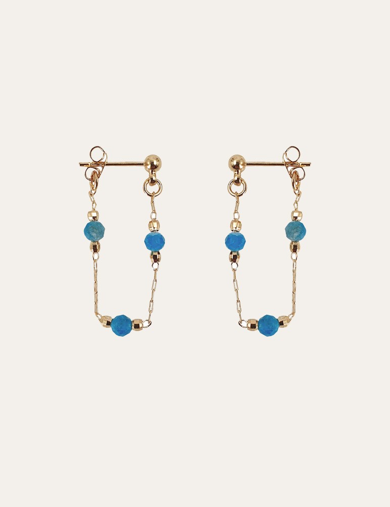 Boucles d'oreilles Apatite sur chaînette en plaqué or