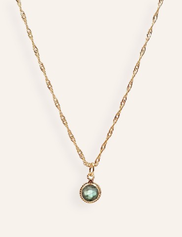 Collier labradorite avec entourage tressé en Plaqué or Aloe Bijoux