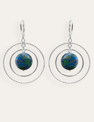 Boucles d'oreilles en argent et azurite malachite - Azure Aloe Bijoux