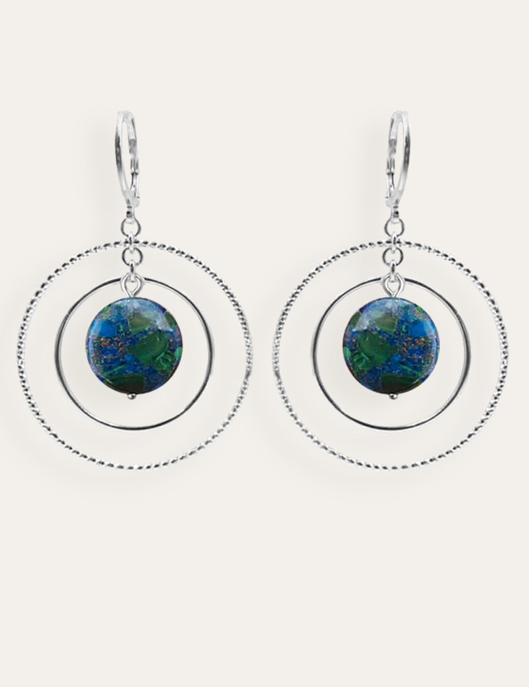 Boucles d'oreilles en argent et azurite malachite - Azure