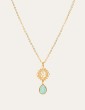 Collier plaqué or fleur dentelle agate bleue Colliers