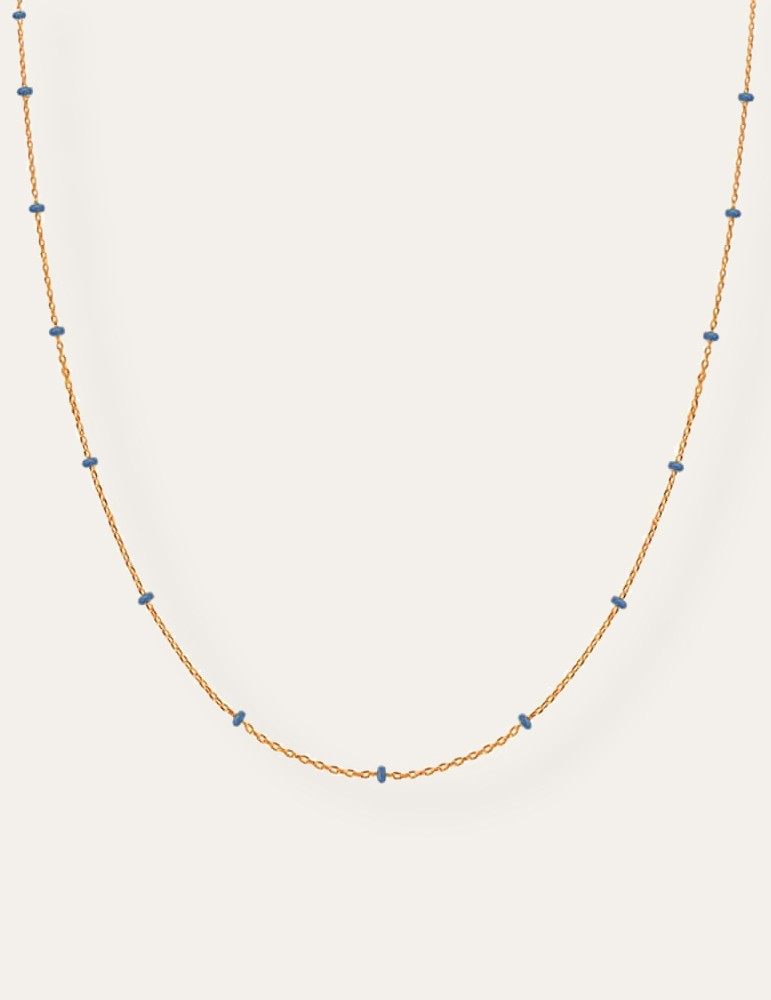 Collier chaîne plaqué or avec perles bleues Azur Colliers