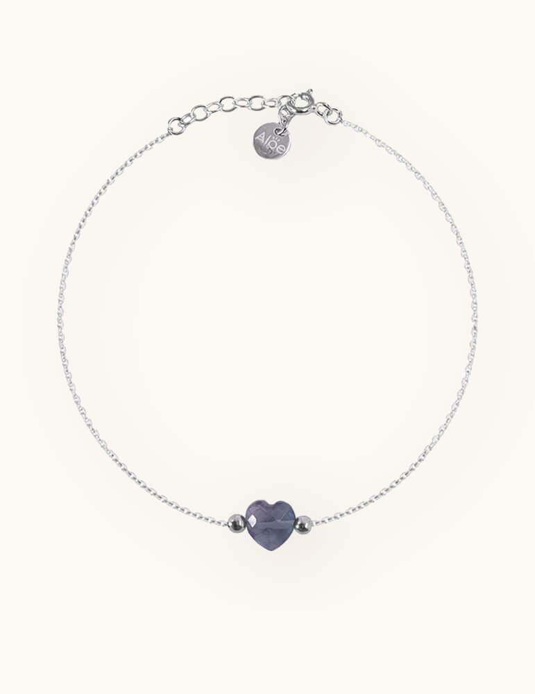 Bracelet chaîne cœur et pierre Iolite Aloe Bijoux