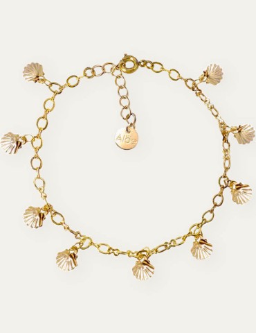 Bracelet chaîne et pampilles coquillage en plaqué or Aloe Bijoux