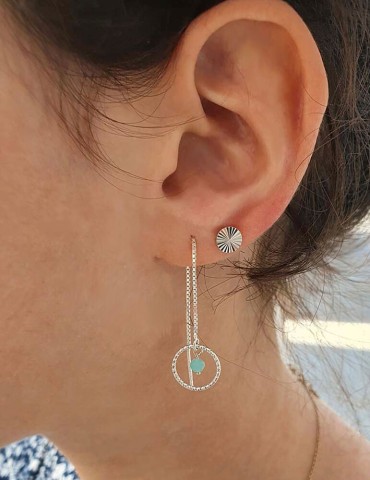 Boucles d'oreilles puces striées en argent Aloe Bijoux