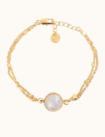 Bracelet double chaînes & pierre de lune - Juliette Aloe Bijoux