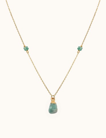 Collier Emeraude en plaqué Or Aloe Bijoux