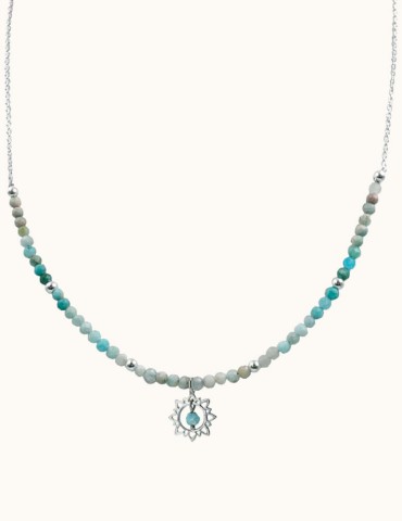 Collier dégradé d'amazonite et médaille étoilée Argent 925 Colliers