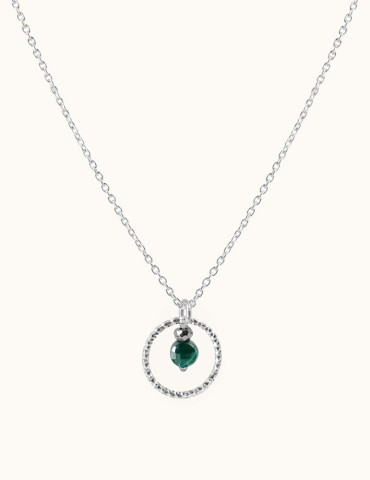 Collier cercle diamanté et malachite Colliers