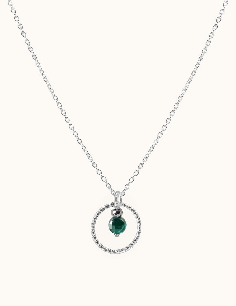 Collier cercle diamanté et malachite