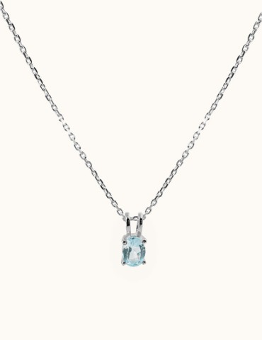 Collier chaîne en argent avec pendentif aigue marine Colliers