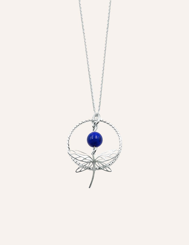 Collier Lapis lazuli et Libellule en Argent 925 Aloe Bijoux