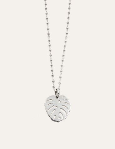 Collier avec pendentif feuille Monstera en Argent 925 Aloe Bijoux