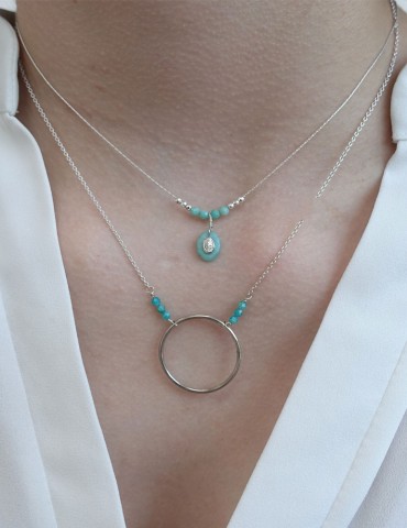 Collier Anneau et Amazonite sur Argent 925 Aloe Bijoux