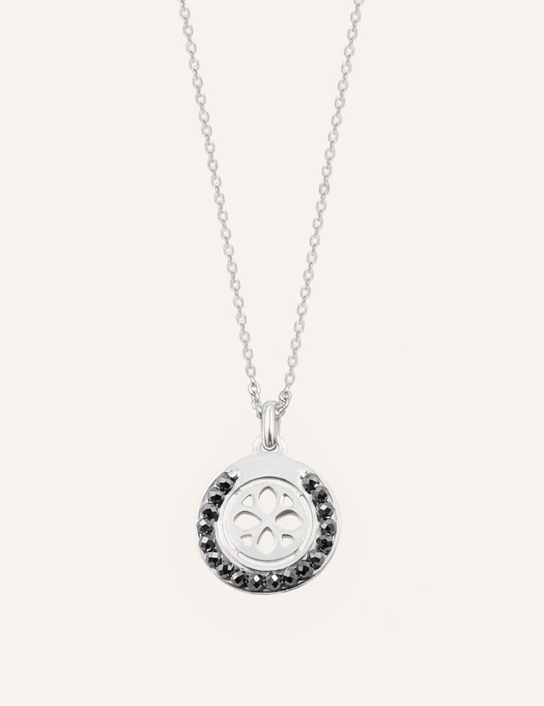 Collier cercle en perles Spinelle anthracite et Argent 925