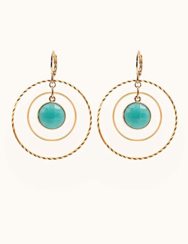 Boucles d'oreilles créoles amazonite Lyz Aloe Bijoux