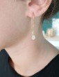 Boucles d'oreilles Pierre de lune sur chaîne en plaqué or Aloe Bijoux