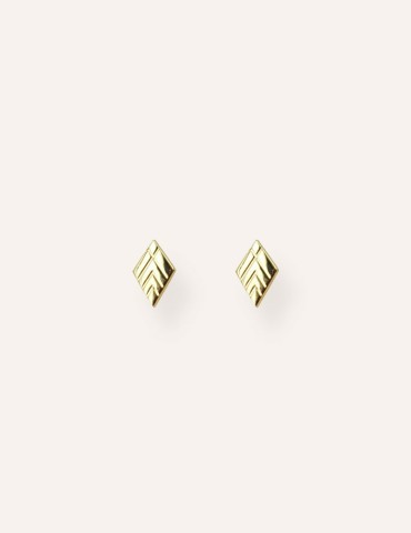 Boucles d'oreilles puces losanges ciselés plaqué or Aloe Bijoux