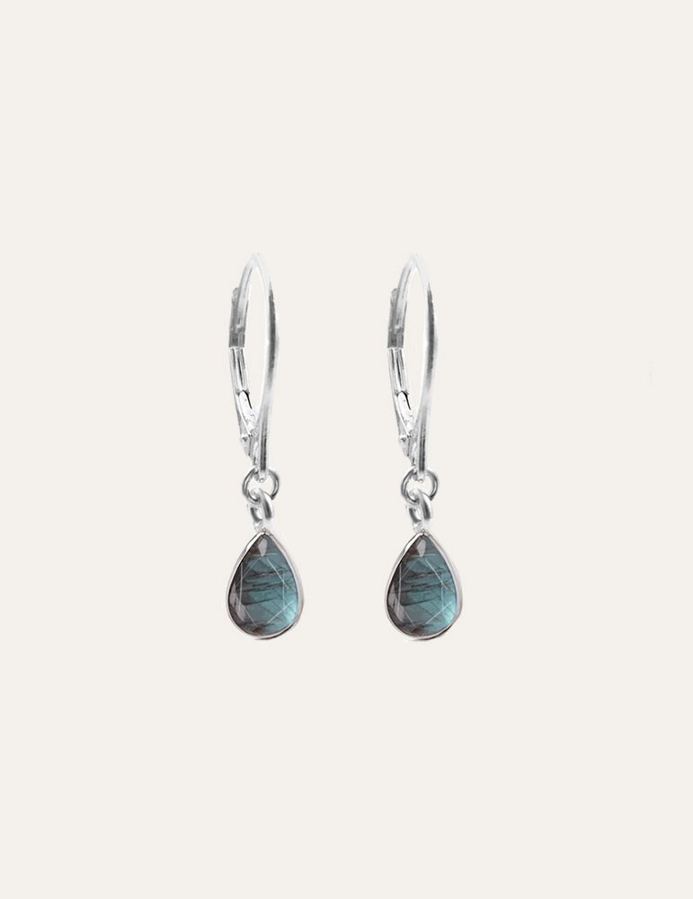 Boucles d'oreilles dormeuses et Labradorite en Argent 925