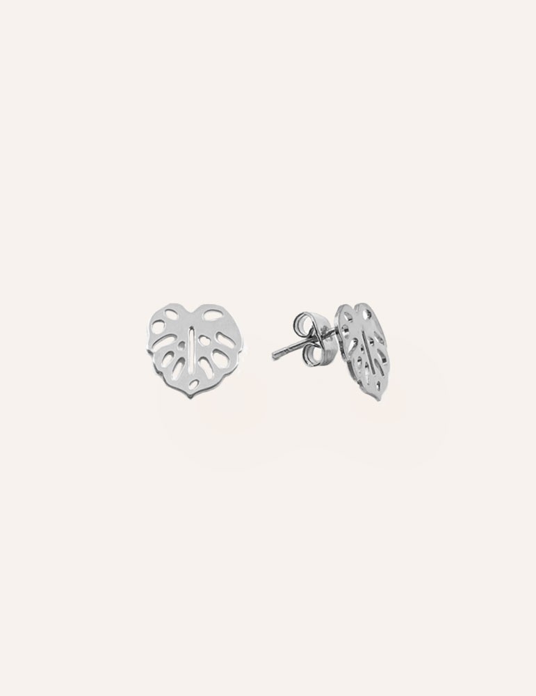 Boucles d'oreilles Puces Monstera en Argent 925