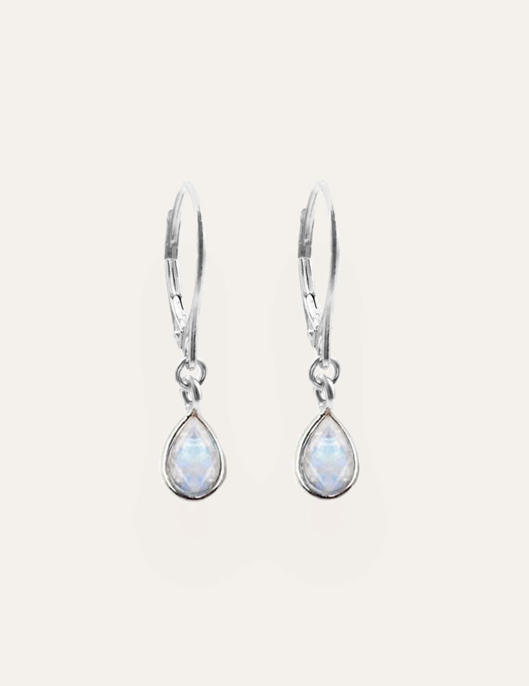 Boucles d'oreilles dormeuses Pierre de lune en Argent 925