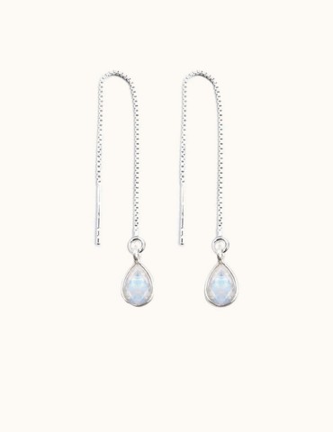 Boucles d'oreilles longues Pierre de lune en Argent 925 Aloe Bijoux