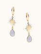 Boucles d'oreilles soleil Calcédoine bleue en plaqué or Aloe Bijoux