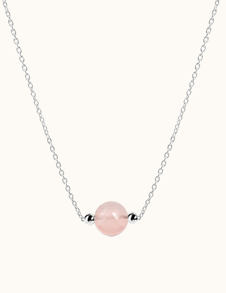 Collier Quartz rose sur chaine fine en Argent 925