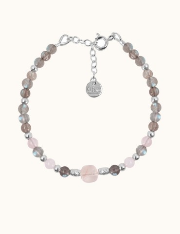 Bracelet Quartz rose et Labradorite en Argent 925 - Yris Aloe Bijoux