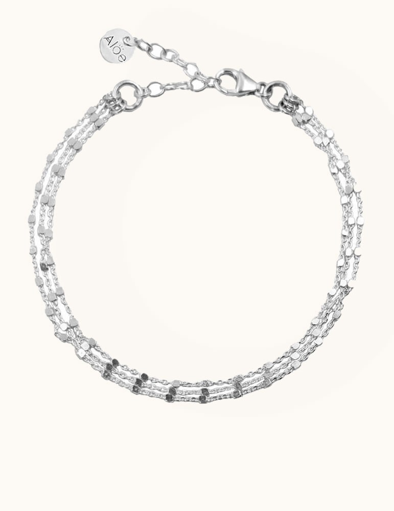 Bracelet triple chaîne carrée en argent 925