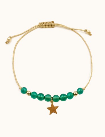 Bracelet cordon agate verte...