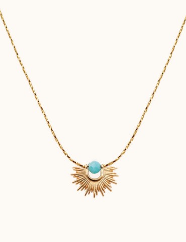 Collier demi soleil Amazonite en Plaqué Or - Inca Colliers