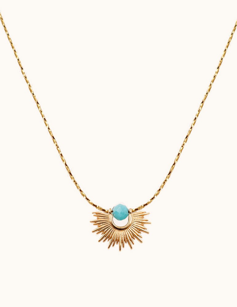 Collier demi soleil Amazonite en Plaqué Or - Inca Colliers