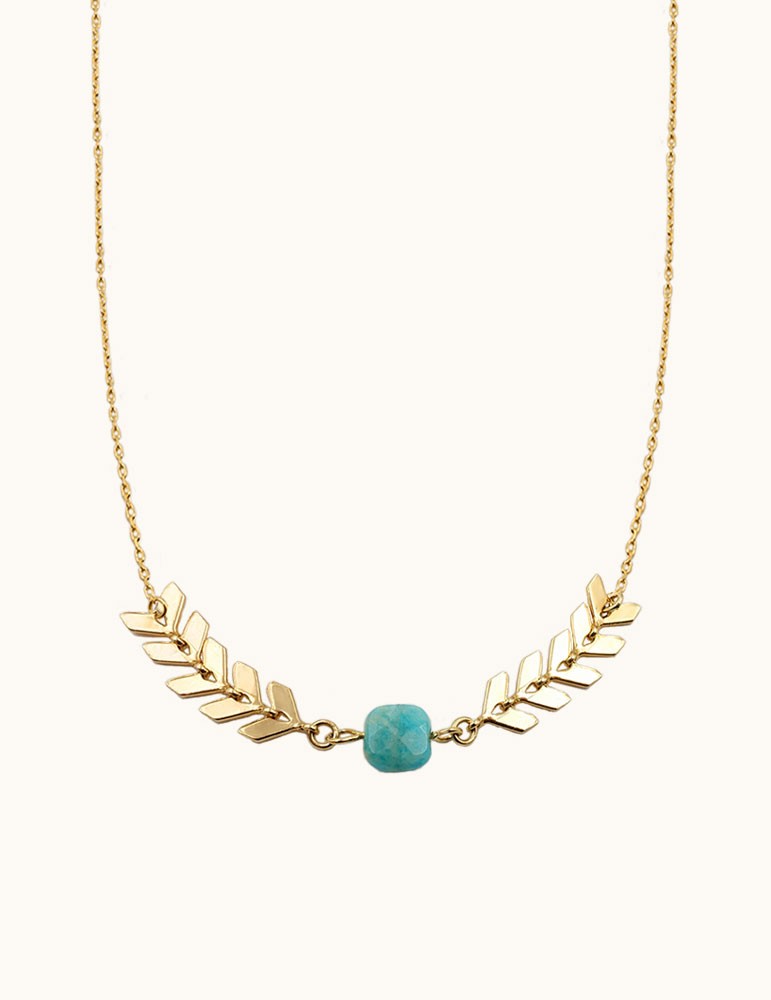 Collier chevron Amazonite carrée en Plaqué or - Antica Colliers