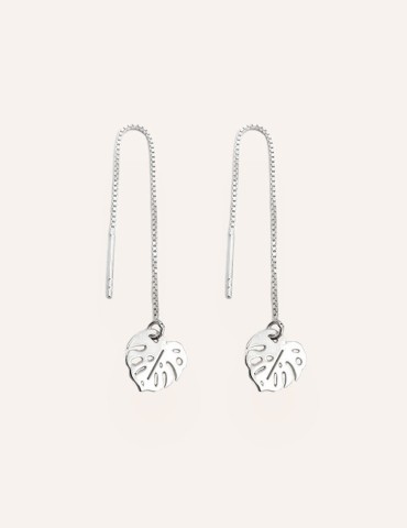 Boucles d'oreilles longues Monstera en Argent 925 Aloe Bijoux