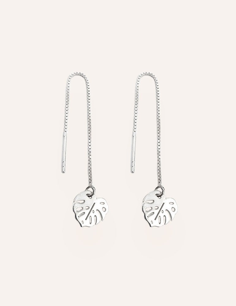 Boucles d'oreilles longues Monstera en Argent 925 Aloe Bijoux