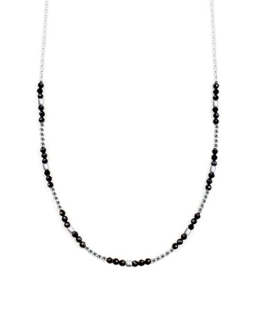 Collier Spinelle noir 2mm sur Argent 925 - Délis Aloe Bijoux