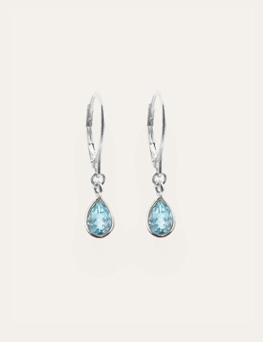 Boucles d'oreilles dormeuses topaze bleue en Argent 925 Aloe Bijoux