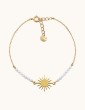 Bracelet Agate bleue et Motif soleil en plaqué or